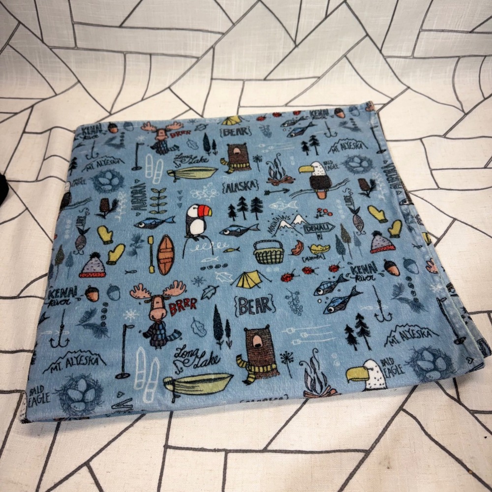 Heritage Homegoods Co Baby Blanket 17x16.5 Blue Green Alaska Wilderness Minky - Picture 2 of 12